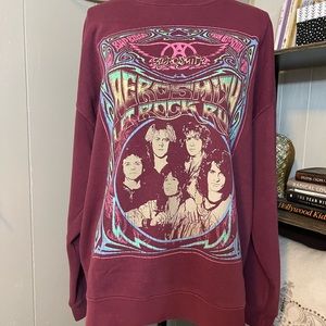 Forever 21 Aerosmith band sweatshirt Sz large burgundy